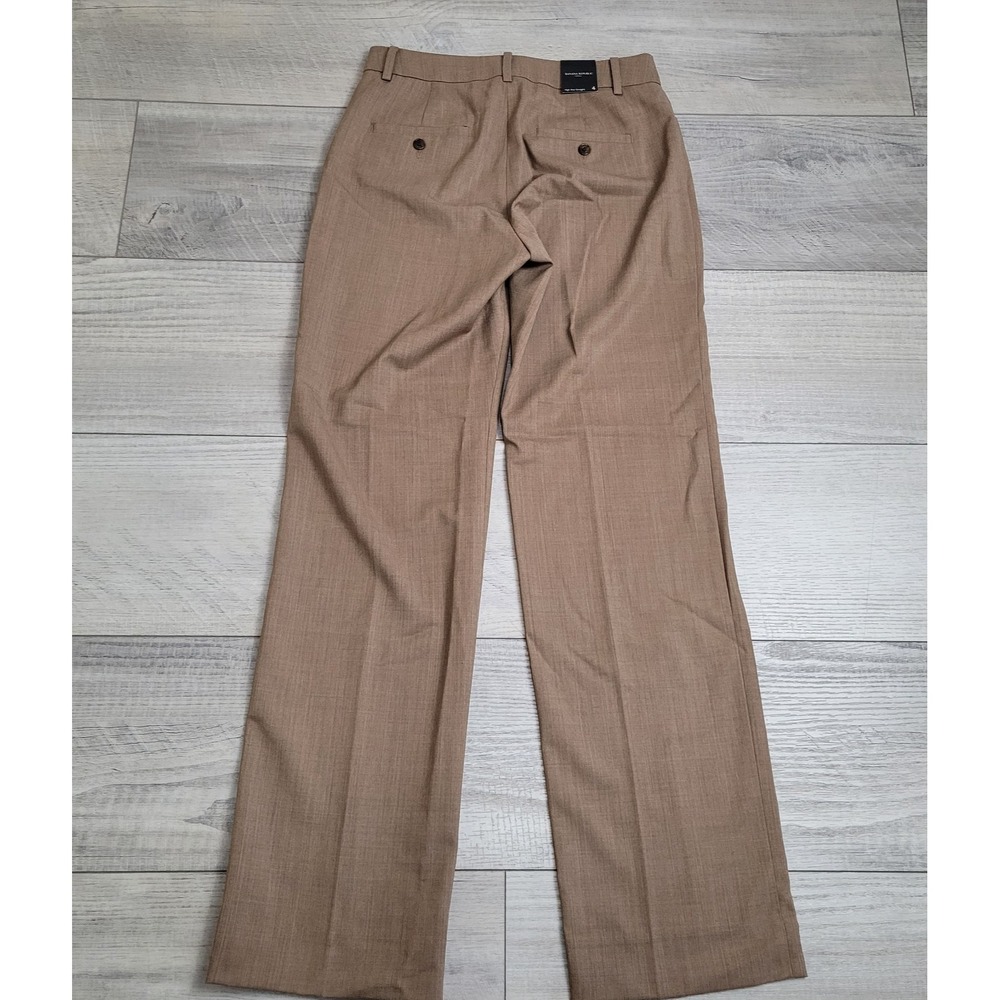 NWT Banana Republic Pants Women 4 Brown SIENA Straight Leg Italian Wool Trousers - Picture 9 of 16